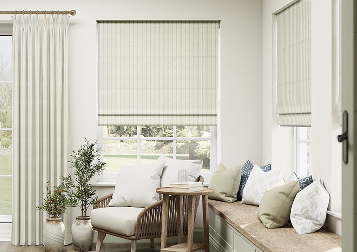 Emily Bond George Stripe, Indigo - Twist&Fit Roman Blind - Image 3